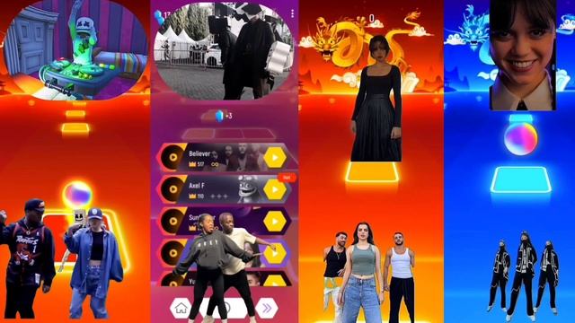 Skibidi toilet trend Vs Marshmello Vs Wednesday Bloody Mary in Tiles Hop game смотреть онлайн