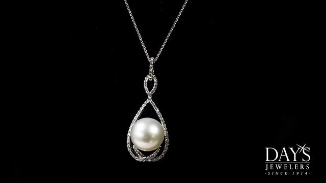 South Sea Pearl Necklace in 14kt White Gold With Diamonds (1/3ct tw) смотреть онлайн