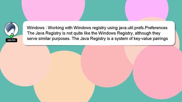 Windows : Working with Windows registry using java.util.prefs.Preferences смотреть онлайн