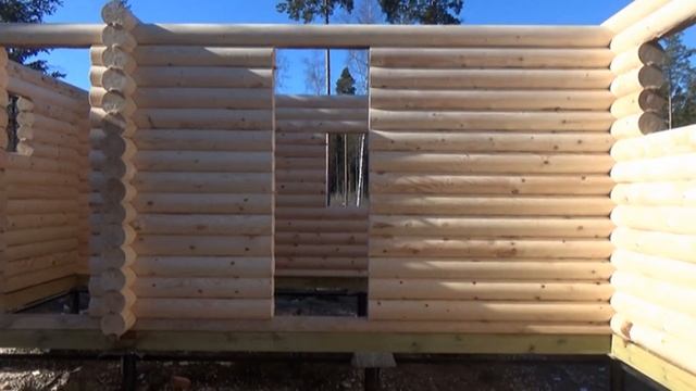 Сруб дома 6.0х8.0м. из оцилиндрованного бревна 