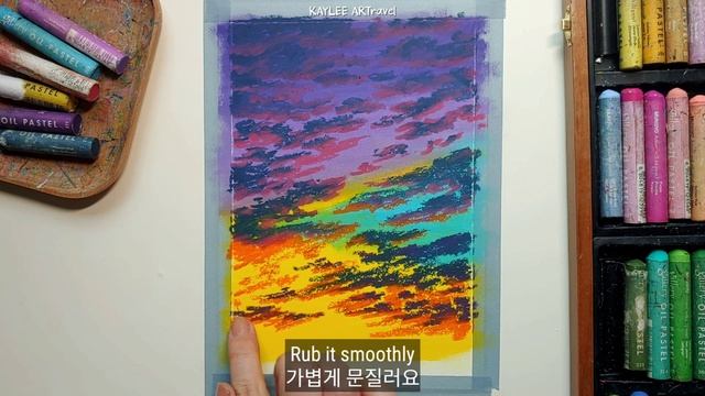 Oil pastel Landscape #65 / Cactuses under the Sunset Sky _ Step by Step _ Healing Drawing смотреть онлайн