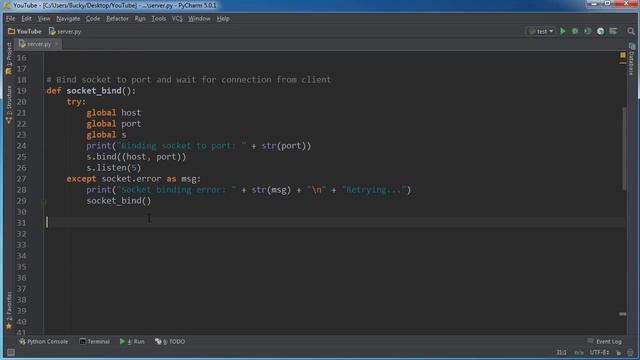 Python Reverse Shell Tutorial - 2 - Binding the Socket and Listening for Connections смотреть онлайн