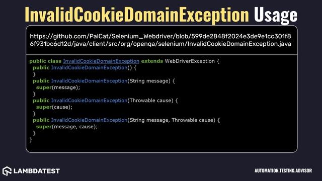 org openqa selenium InvalidCookieDomainException with example смотреть онлайн