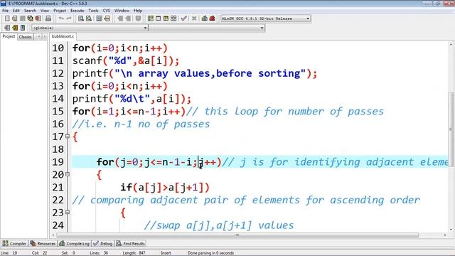 C program to sort the array of integers in ascending order using Bubble Sort смотреть онлайн