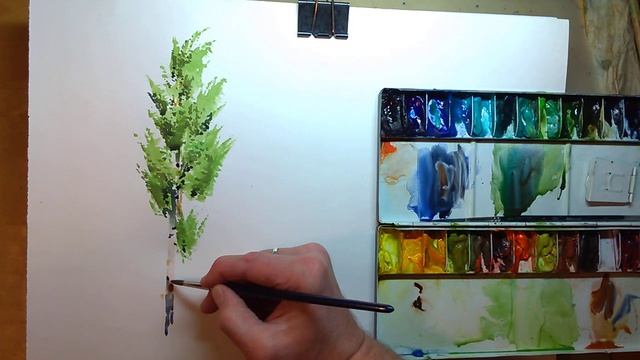 Берёза акварелью смотреть онлайн