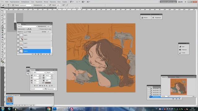 #7 Fast drawing girl with cats for instagram смотреть онлайн