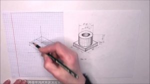 Технический рисунок детали от руки #черчение #технический_рисунок #для_обучающихся