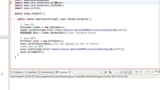 WEKA API 3/19: Converting CSV to ARFF and ARFF to CSV смотреть онлайн