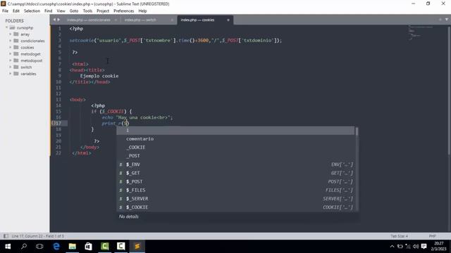 Manejo de cookies en php смотреть онлайн