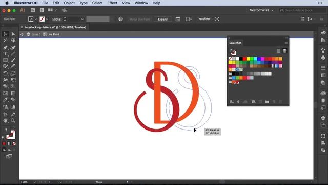 Interlocking Letters for Monogram Designs (Live Paint Bucket Tool) in Adobe Illustrator смотреть онлайн