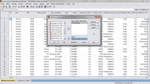 Formation SPSS: Analyse de la variance (ANOVA) смотреть онлайн