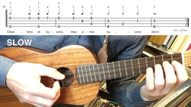 Tourdion - Ukulele fingerstyle tutorial (SLOW and FAST) смотреть онлайн