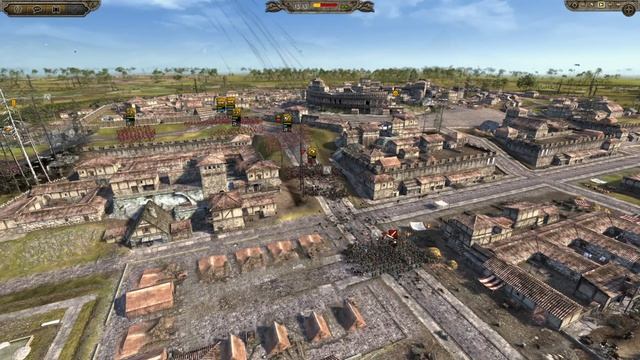 Звездатая битва при обороне поселения в Attila Total War.