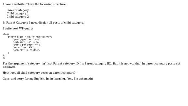 Wordpress: How to display child posts in the parent category? смотреть онлайн