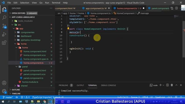 TypeScript en Angular 12 constructor ngOnInt variables globales let console.log mostrar x consola P смотреть онлайн