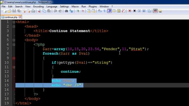 PHP & MySQL Tutorial - 31: Continue Statement смотреть онлайн