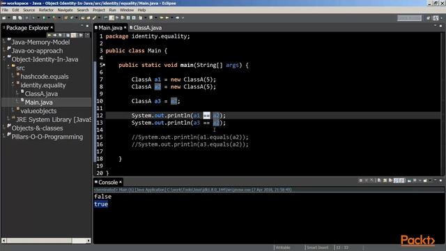 Java: Object-Oriented Programming Concepts: Identity Versus Equality| packtpub.com смотреть онлайн