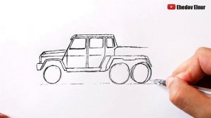 Как нарисовать машину Мерседес Гелендваген 6х6