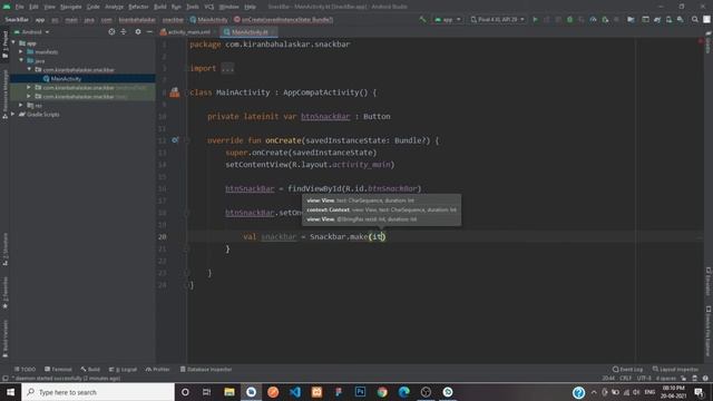 SnackBar Using Kotlin in Android Studio | Android Tutorials смотреть онлайн