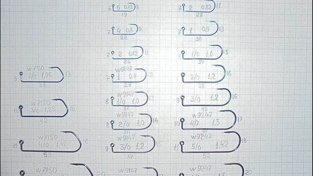 Для тех кто льет джиг-головки самостоятельно.Размеры китайских джиговых крючков. смотреть онлайн