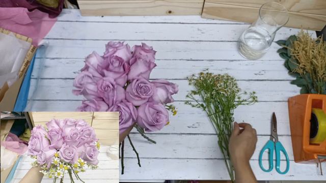 Bridal Wedding Bouquet | Purple Rose with Chamomile | 紫玫瑰 x 洋甘菊 ｜ Huamama смотреть онлайн