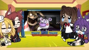 []Fnaf 1 react to Fnaf VR Showtime[But its cursed]Part 1/?[100+ subs special]Gacha Life~