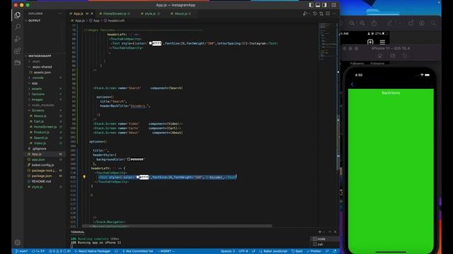 Building Instagram with React Native Day 6(BUILDING THE HEADER BAR) смотреть онлайн