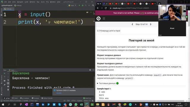 Команды print и input | Python #2 смотреть онлайн