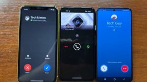 WhatsApp, Viber, Google Duo/Meet Incoming Call on iOS 16, Android 13, One UI 4.1. iPhone, Pixel, S2