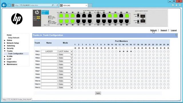 HP 1810 24G Trunk LACP