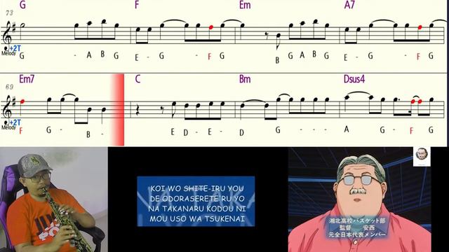 CC SLAMDUNK opening soundtrack saxophone instrumental letter notes + backing track смотреть онлайн