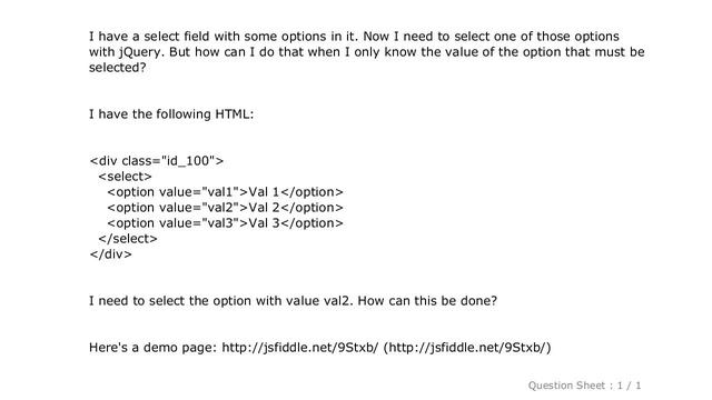 jQuery : Set select option 'selected', by value смотреть онлайн