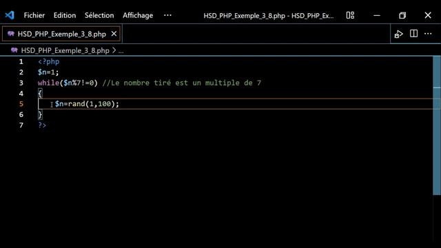 PHP Exemple 3.8. Tirage d'un multiple de 7 avec une boucle while смотреть онлайн
