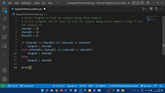 Python Program to Find the Largest Among Three Numbers || Python Tutorial for Beginners in Hindi смотреть онлайн