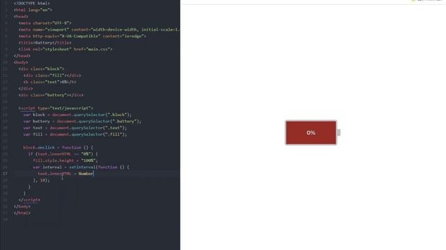 АНИМАЦИЯ ЗАРЯДА батарейки на CSS и JavaScript с надписью заряда и изменением цвета | JS Tutorial ? смотреть онлайн