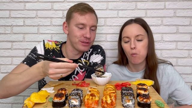 МУКБАНГ РОЛЛЫ СУШИ  MUKBANG SUSHI ROLLS РАСПАКОВКА САЙТ TDEKOR.RU