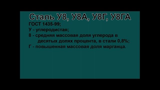 Инструментальная сталь У8А, У8, У8Г, У8ГА расшифровка марки стали по буквам смотреть онлайн