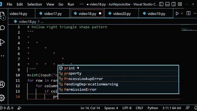 write python program to print Hollow right triangle pattern #python #video @greatthings2005pv смотреть онлайн