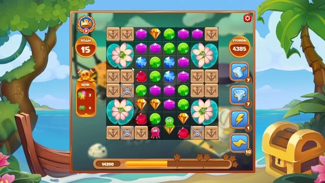 Как пройти уровень 4385 в игре Сокровища Пиратов смотреть онлайн