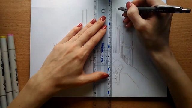 Зеленый интерьер маркерами Skechmarker смотреть онлайн