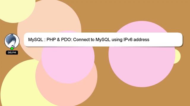 MySQL : PHP & PDO: Connect to MySQL using IPv6 address смотреть онлайн