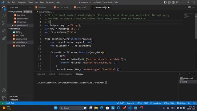 Accessing html file through Node js server смотреть онлайн