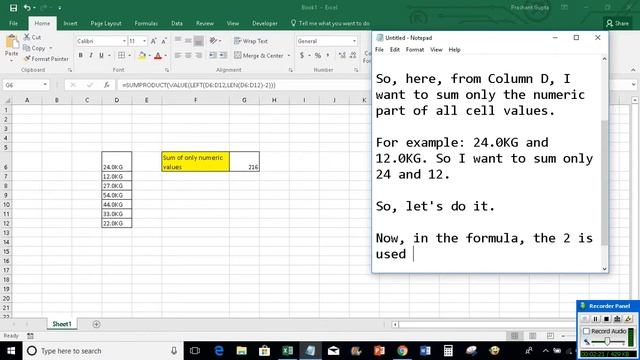 Excel: sum only numeric values in an alphanumeric column смотреть онлайн