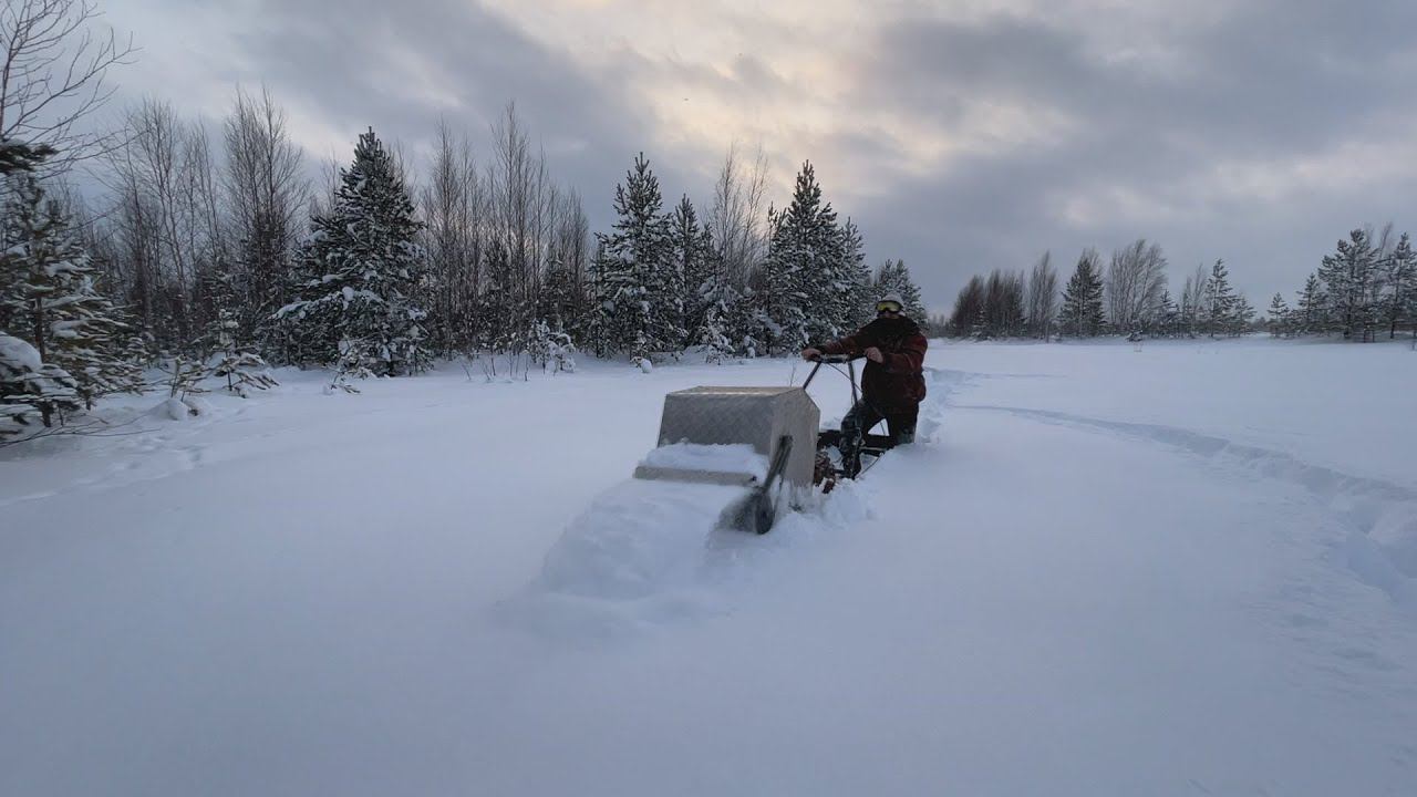 Тест/ мотобуксировщик с узкими волокушами/ глубина 70см. смотреть онлайн