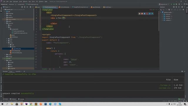 Javascript и Vuejs для Laravel 12. Директива V-for во Vuejs. Отображаем массив данных в Template