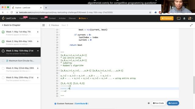 Maximum Sum Circular Subarray (python) - Day 15/31 Leetcode May Challenge смотреть онлайн
