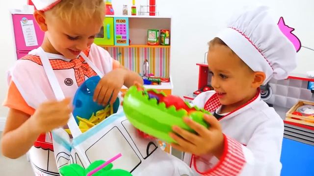 Vlad và Nikita chơi nhà hàng và giao đồ chơi смотреть онлайн
