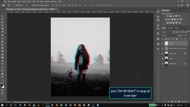 Glitch Effect on Portrait - Photoshop Tutorial смотреть онлайн