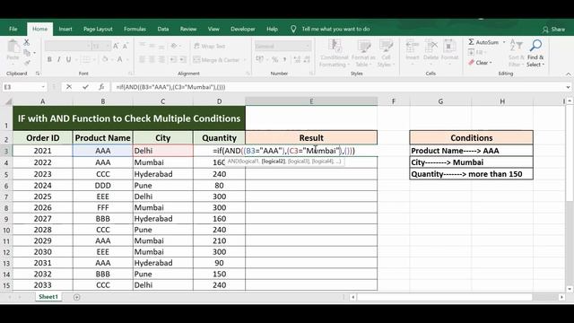 Excel IF AND Function with Multiple Criteria - Excel Formula Tutorial смотреть онлайн