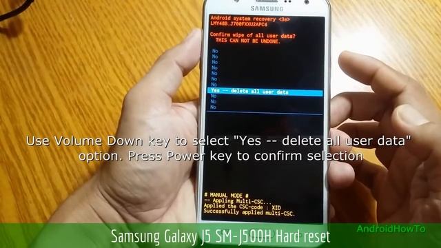 Samsung Galaxy J5 SM-J500H Hard reset